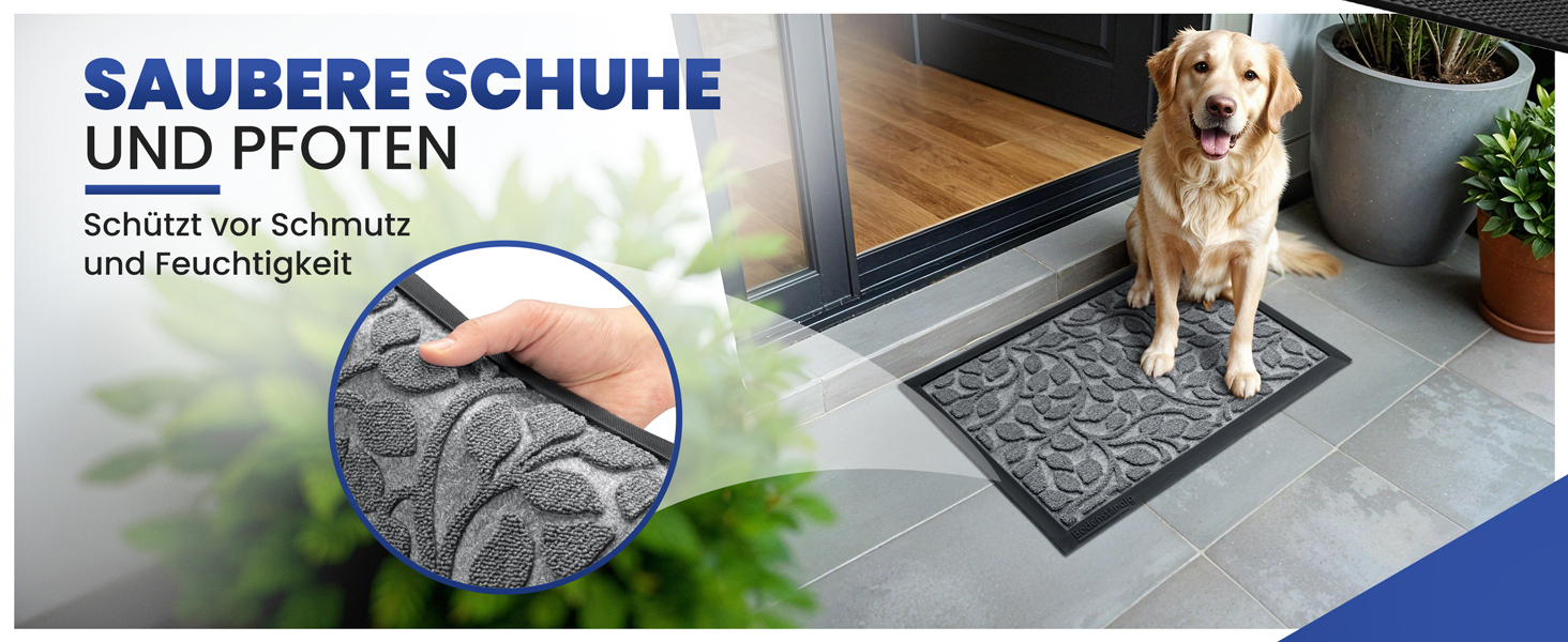 Килимок для дому та вулиці 40x60 см сірий - міцний, з рифленою поверхнею для чищення взуття