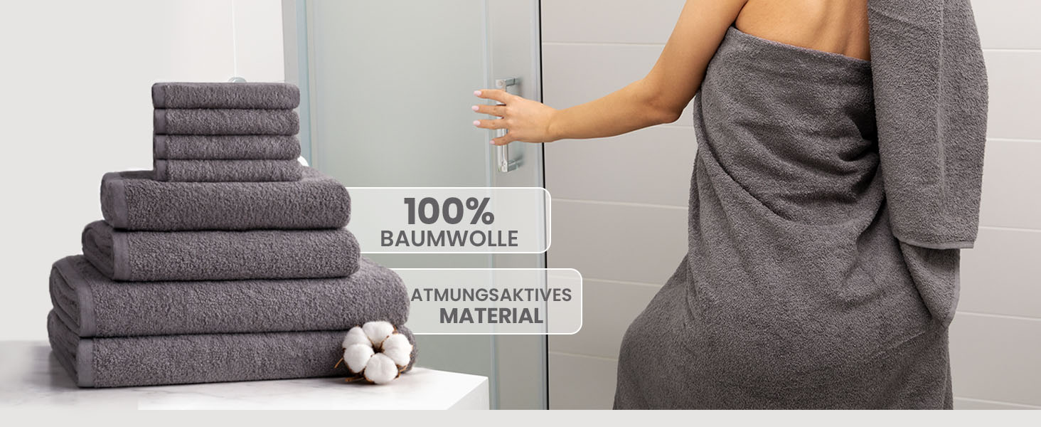 Набір махрових рушників NatureMark з 100% бавовни, 8 предметів (4 гостьових, 2 для рук, 2 банні), антрацитовий сірий