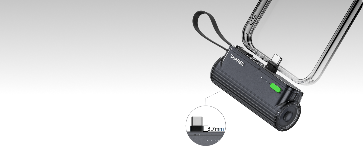 Power Bank SHARGE Flow Mini 2 22.5W: Компактний акумулятор з інтегрованим кабелем для iPhone та Galaxy, USB-C та Lightning