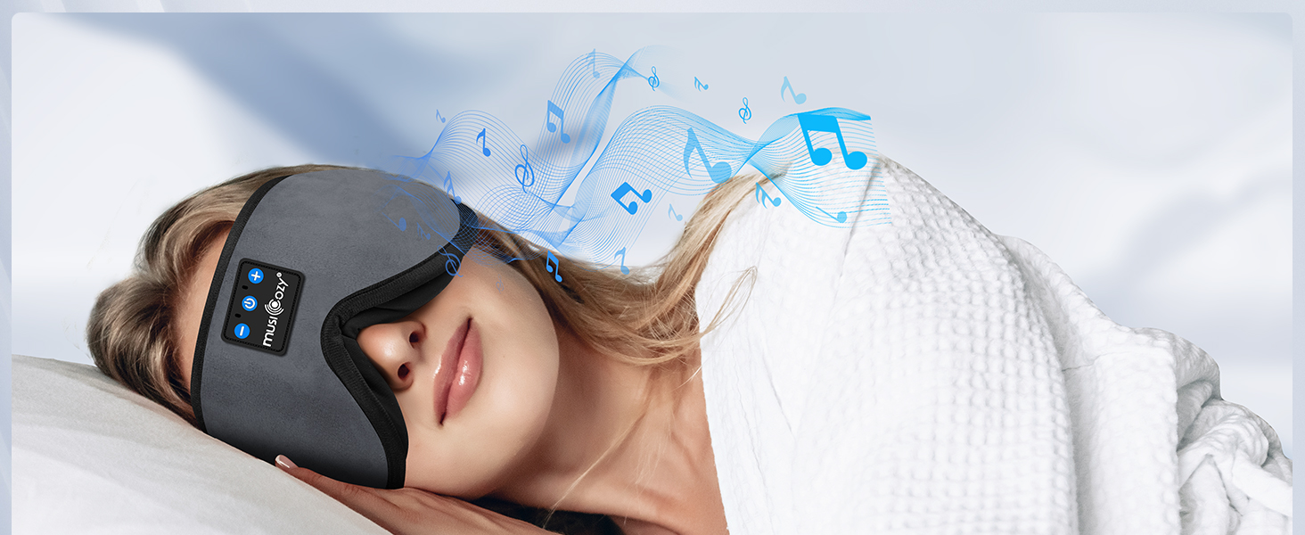 Маска для сну Musicozy з навушниками | Bluetooth 5.4, блокування світла, для подорожей, преміум-якість | Подарунок для чоловіків та жінок (Сірий)