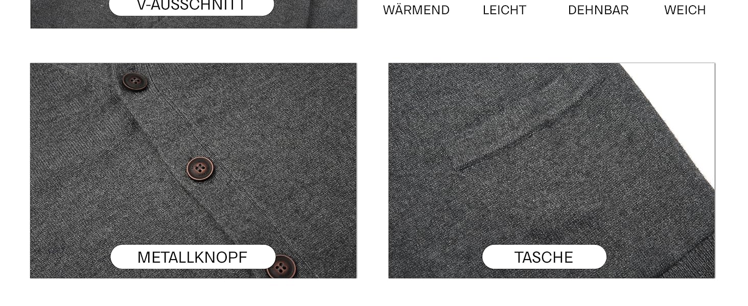 Чоловічий кардиган Kaspin з вовняної суміші, V-подібний виріз, ґудзики та кишені (колір кава, розмір S)