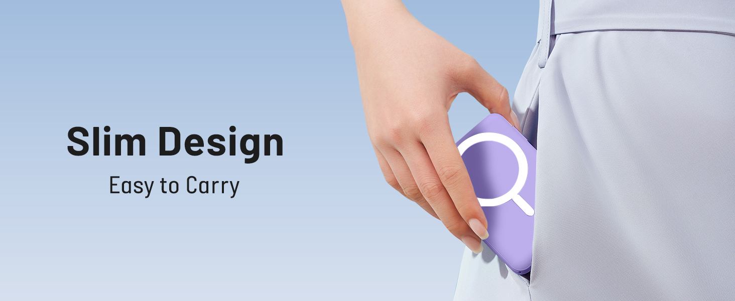 Power Bank Azmuth MagSafe 10000mAh для iPhone з LED дисплеєм, бездротова зарядка, білий (фіолетовий)