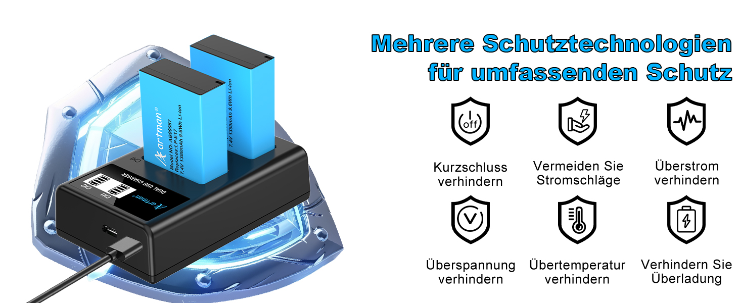 Акумулятор LP-E17 1300mAh та зарядний пристрій LED Dual USB для Canon Rebel SL3, SL2, T8i, T7i, T6i, T6s, EOS R10, R50, R8, RP, M3, M5, M6, 200D, 77D, 750D, 760D, 800D, 8000D (2 шт.)