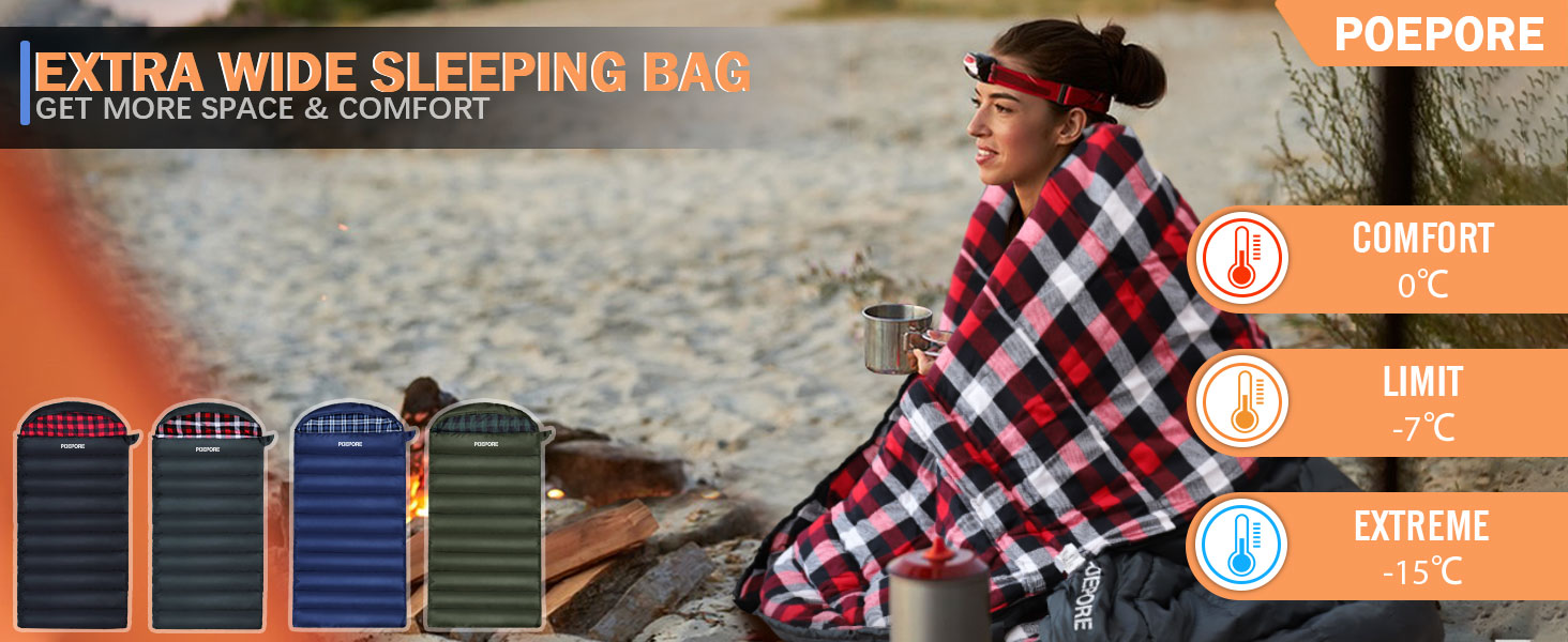 Спальний мішок Poepore Outdoor Winter для дорослих, XXL, 3-4 сезони, теплий бавовняний фліс, 230x100 см, 0°C (сірий, -6°C)