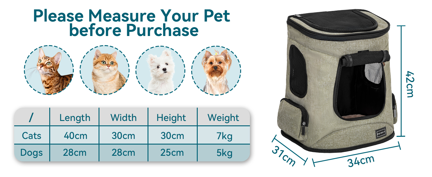 Рюкзак для кота та собаки Petsfit - зручний та дихаючий, до 5 кг, зелений