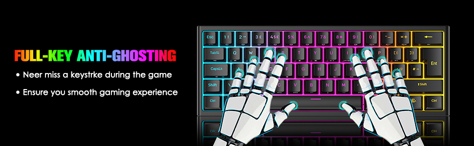 Ігрова комбінація клавіатури та миші MAGIC-REFINER: механічна клавіатура 62 клавіші, RGB-підсвітка, миша 12000 DPI, USB-C, для PC/Mac/Win (червоний перемикач)