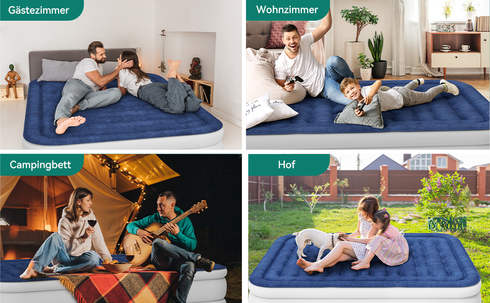 Надувний матрац YITAHOME 2x1,5м з електричною помпою, самонадувний, для 2 осіб, білий/блакитний