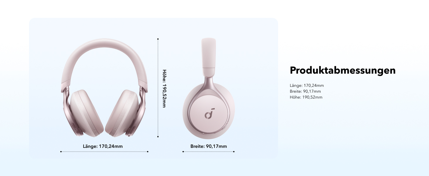 Soundcore Space One Рожеві Бездротові Навушники з Активним Шумозаглушенням Bluetooth 5.3, 40 годин, Hi-Res Audio, App