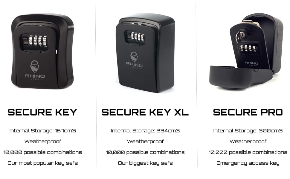 Rhino Lock - Сейф для ключів на стіну з комбінацією, чорний - Pro