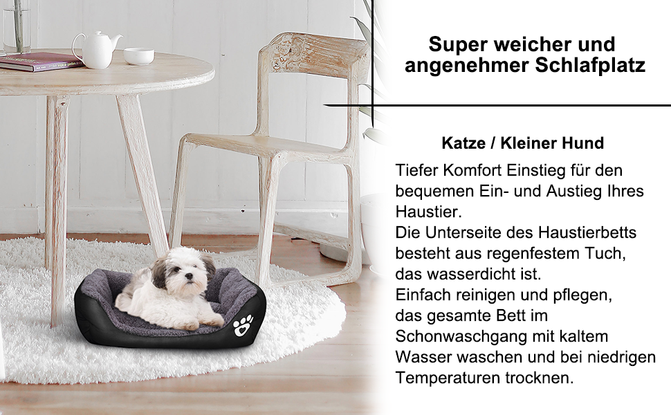 Килимок для кота та собаки AcserGery: м'яке ліжко, теплий лежак, чорний колір