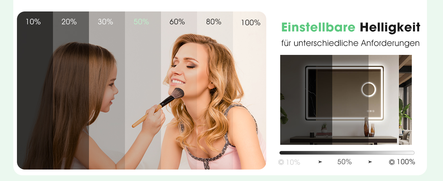 Дзеркало для ванної кімнати S'bagno з підсвічуванням 100x70 см, LED, з пам'яттю, антизапар, 3 колірні температури, регулювання яскравості, HD скло, IP44, горизонтальне/вертикальне (з 5-кратною лупою та Bluetooth)