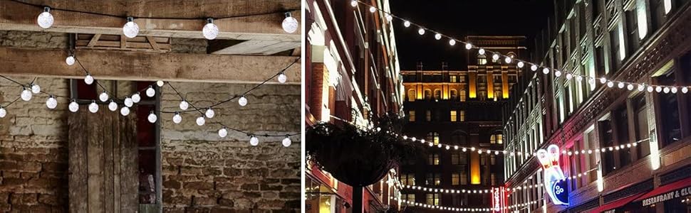 Сонячна гірлянда для зовнішнього використання, 50 LED, 7.6 м, 8 режимів, кришталеві кулі, вологостійка, для саду, дерев, тераси, Різдва, весіль, вечірок (тепле біле світло)