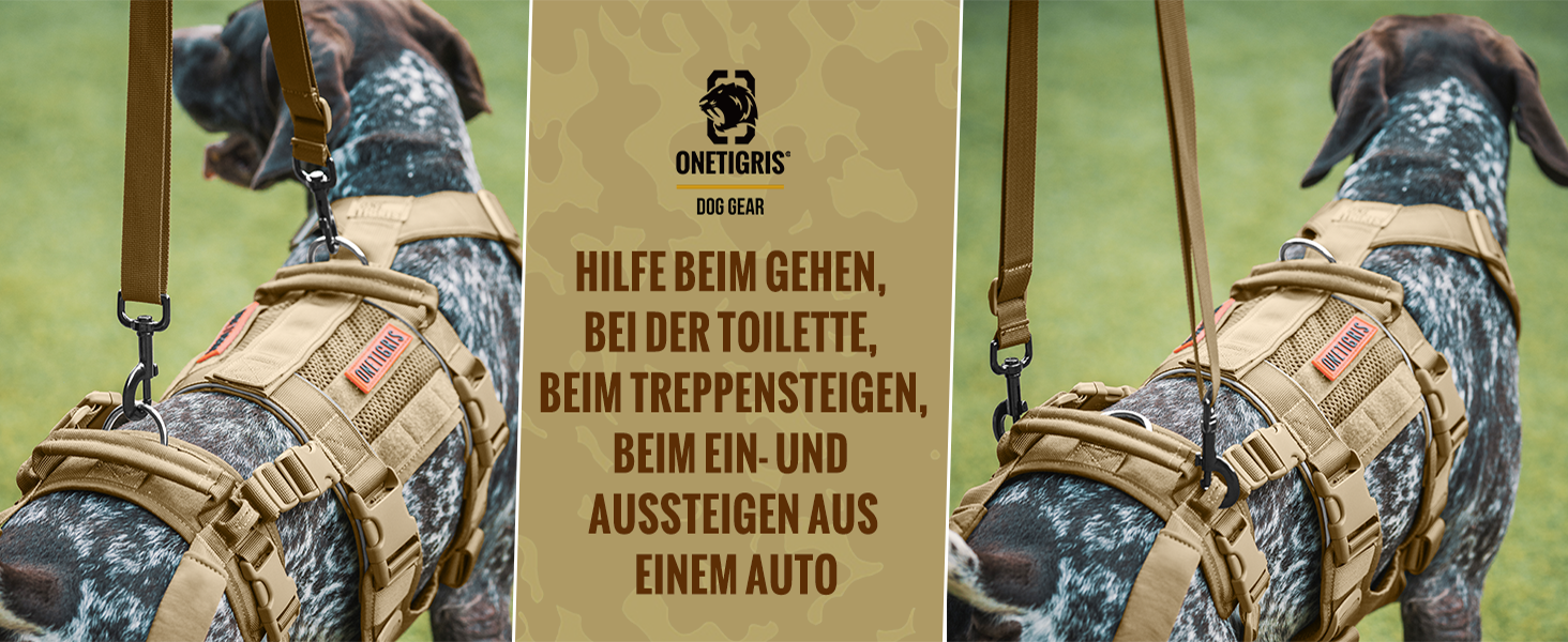 Шлейка для собак OneTigris SKYEWALKER з підтримкою, регульована підтримуюча шлейка з 2 ручками для собак середніх та великих розмірів, XL (M:14-27кг(Обіх:40-58см, Груди:60-81см)), Колір: Коричневий