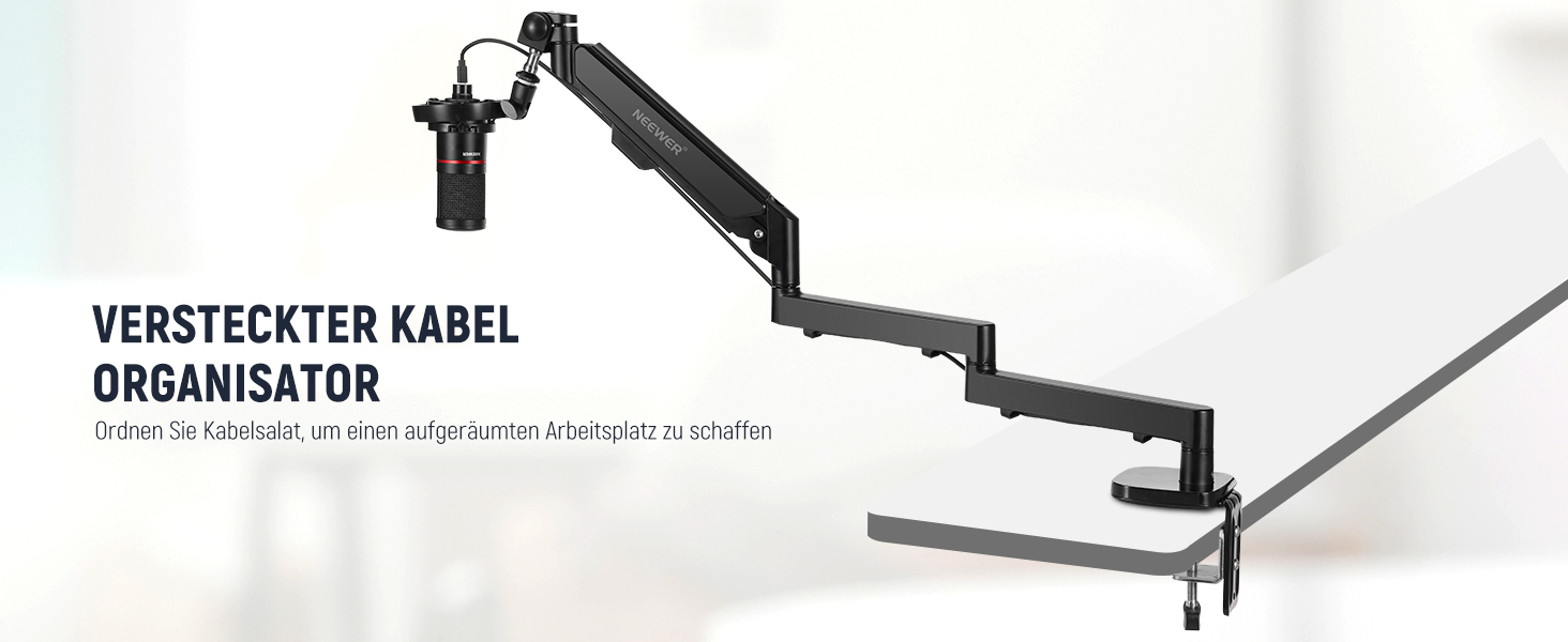 NEEWER Тримач для мікрофона MS002 - настільний, з демпфером, поворотний, з кабелеуправлінням, для подкастів, ігор, стрімінгу