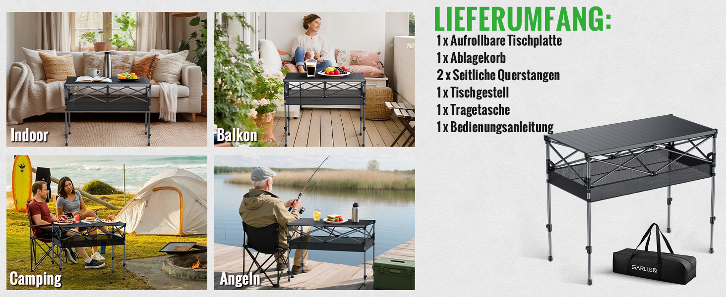 Зручний складаний туристичний стіл Garllen для пікніка та відпочинку на природі, 82x40 см, 2 рівня висоти (44/70 см), сталевий, з сумкою