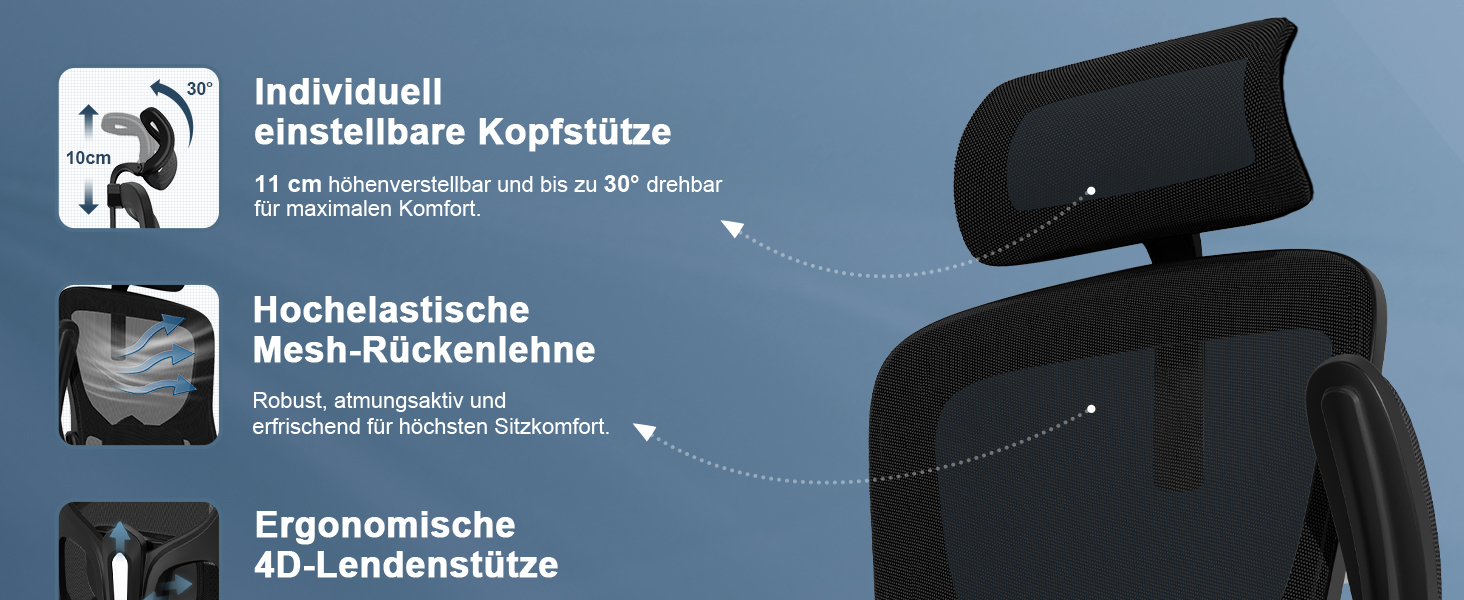 Офісний крісло з підголівником та підтримкою попереку, ергономічне, з регулюванням нахилу до 130°, з відкидними підлокітниками, поворотне, чорне, модель Ⅰ, до 150 кг