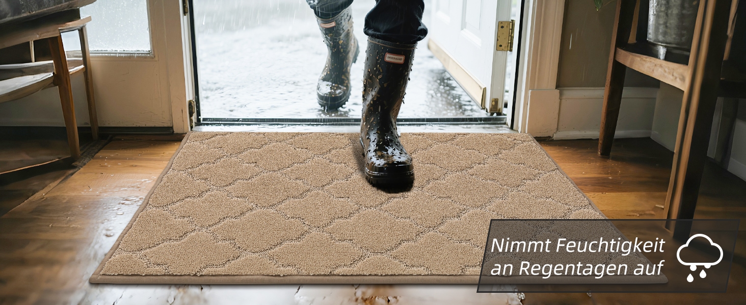 Килимок для входу COSY HOMEER 50x80 см, бежевий, вологозахисний, антиковзкий, машинне прання, для дому, кухні, коридору