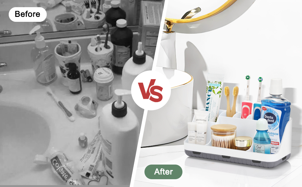 Тримач для зубних щіток у ванну кімнату: органайзер для електричних щіток та пасти, 7 відділень, дерев'яний, для сім'ї