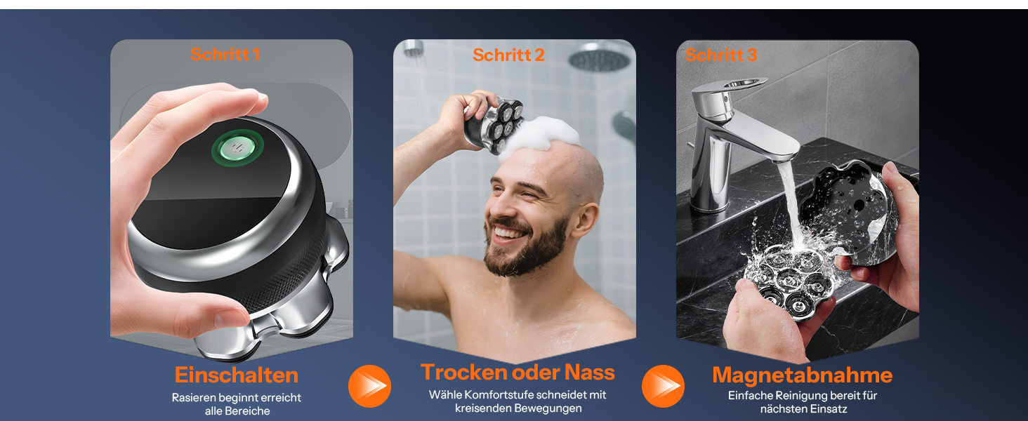 Машинка для гоління голови Yeerain 7D з плаваючими головками, 2 швидкості, акумуляторна, чорна