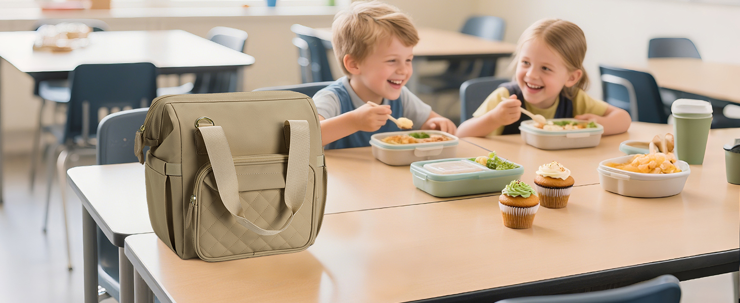 Термосумка 20 л, водонепроникна ізольована сумка/ланч-сумка з великим отвором, виготовлена з витокостійкого матеріалу PEVA, з кількома відділеннями та плечовим ременем – для роботи, школи, автомобіля, пікніка (Хакі)