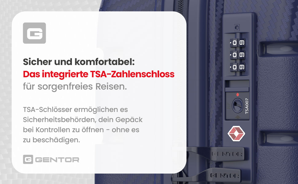 Чемодан GENTOR великий з колесами 64x44x24 см – легкий жорсткий валіза Trolley з TSA-замком – валіза з жорстким корпусом для подорожей та відпочинку (M, темно-синій)