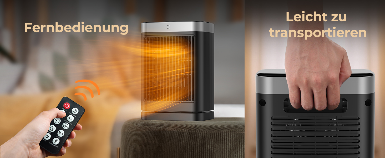 Електричний обігрівач PTC керамічний 2000W з термостатом, 75° обертання, 3 режими, таймер, захист від перегріву та перекидання