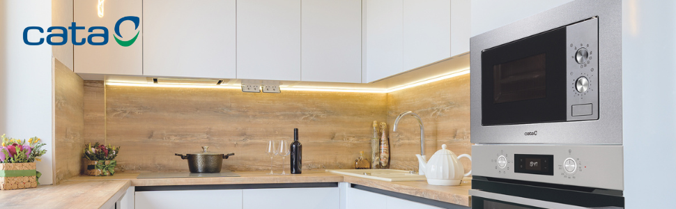 Мікрохвильова піч CATA MC 20 IX Inox: 20л, нержавіюча сталь, гриль 1000W, самостійне розморожування, таймер, ширина 60 см