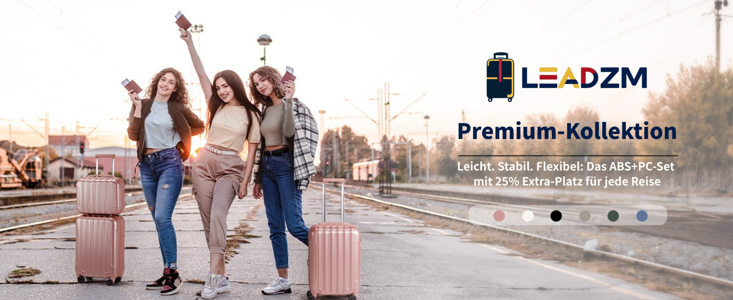 Набір валіз LEADZM 3 шт. з колесами, великий, жорсткий, з ABS+PC, телескопічна ручка, ручна поклажа (М'ятно-зелений)