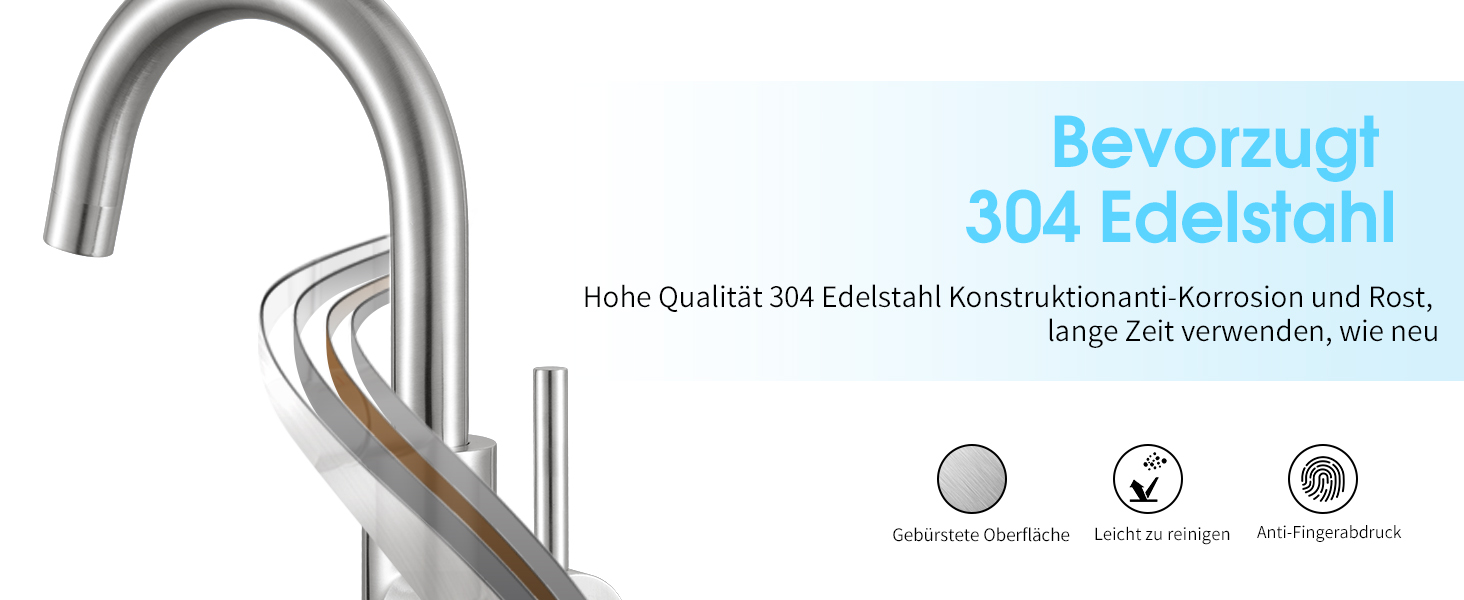 Кран кухонний CREA, 360° поворотний, нержавіюча сталь, для маленької кухні