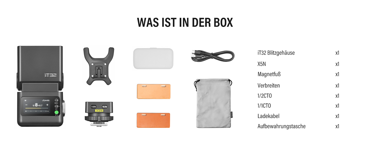 Godox IT32 - Спалах для камери Canon з X5C тригером, GN18, LED-підсвітка, сенсорний екран, магнітні фільтри