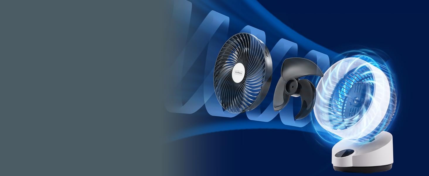 Вентилятор циркуляції повітря VonHaus 8100084 – тихий настільний вентилятор з 3 швидкостями, 3 режимами, пульт дистанційного керування, таймером 12 годин, кутом повороту 60°, LED-дисплеєм та 3 лопатями для дому та офісу