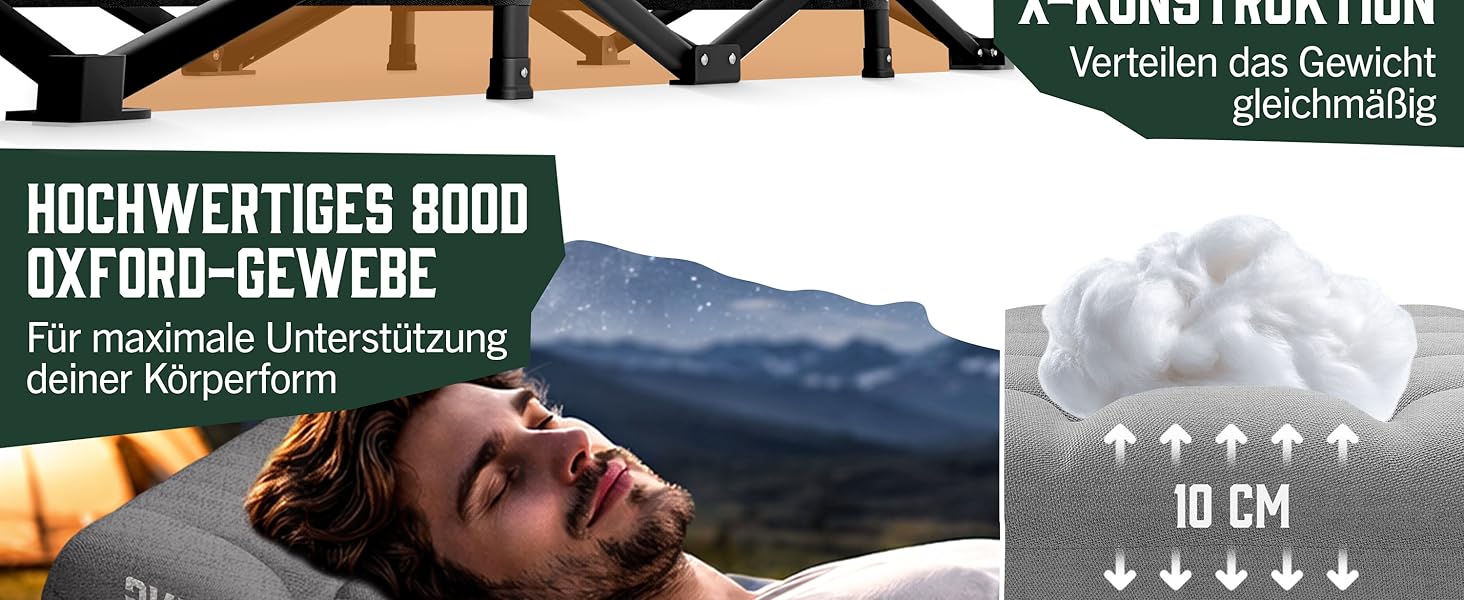 Ліжко кемпінгове розкладне ELONEO NEU Преміум сіре до 200 кг з сумкою для транспортування та бічними кишенями