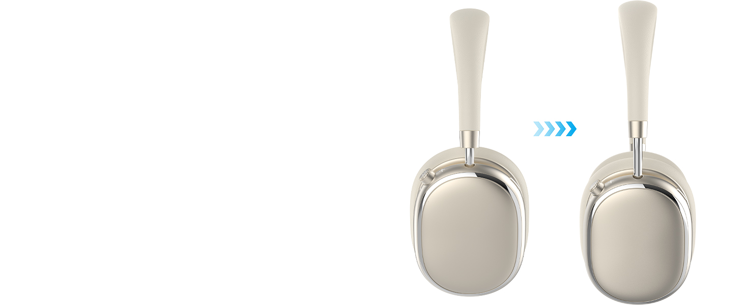 Навушники бездротові Bluetooth 6.0 NC95 з активним шумозаглушенням, поворотним регулятором, 120+ годин роботи, EQ налаштування через додаток, для подорожей та спорту (Зоряне світло)