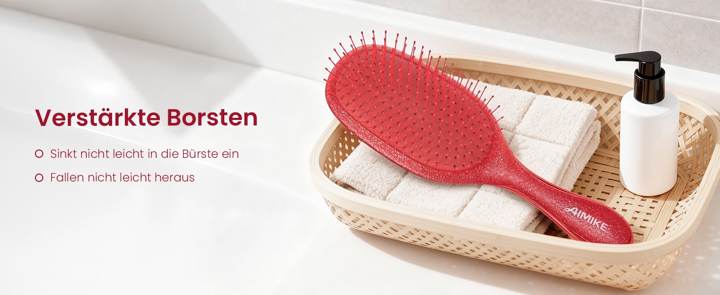 Щітка для волосся AIMIKE без пошкоджень, розпушувач з м'якими щетинками, безболісна розпушувальна щітка для складних вузлів, особливо делікатна до тонкого волосся, ідеальна для догляду за шкірою голови та масажу. Подушка-щітка LuxeSilk (Блискуча рубінова подушка-щітка)