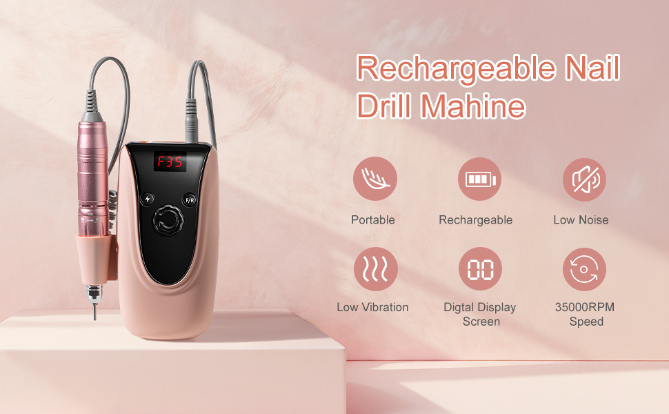 Професійний набір для манікюру та педикюру Madenia Nagelfräser Professional з акумулятором, 35000 об/хв, 11 насадок, JF-801