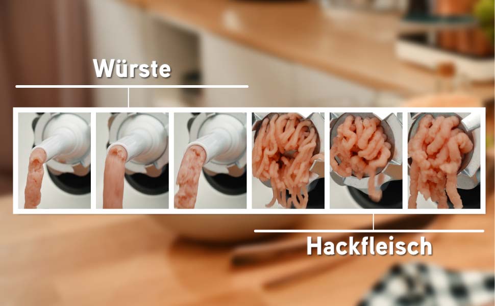 Електрична м'ясорубка Twinzee з насадкою для ковбас, чорна - для м'яса та ковбас. Кухонна машина, м'ясорубка з 3 дисками та 3 насадками для ковбас