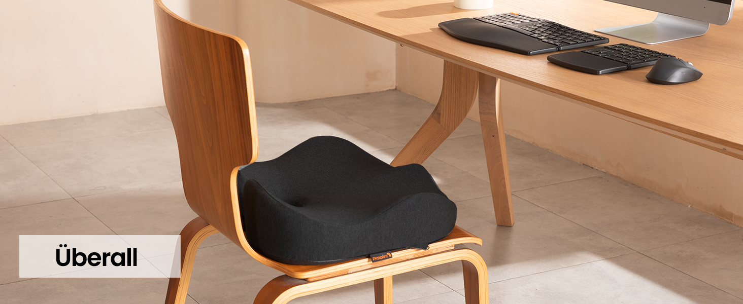 Ортопедична подушка для сидіння ProtoArc для офісного крісла: Memory Foam, рівномірний розподіл тиску, комфорт для офісу, авто, інвалідного візка, чорний, велика