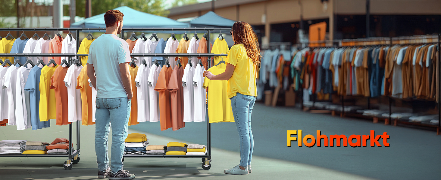 Вішалка для одягу HOKEEPER на колесах, 136 кг, важка, висувна штанга (D006)