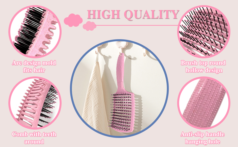 Щітка для кучерявого волосся: формування та визначення кучерявок (рожева)