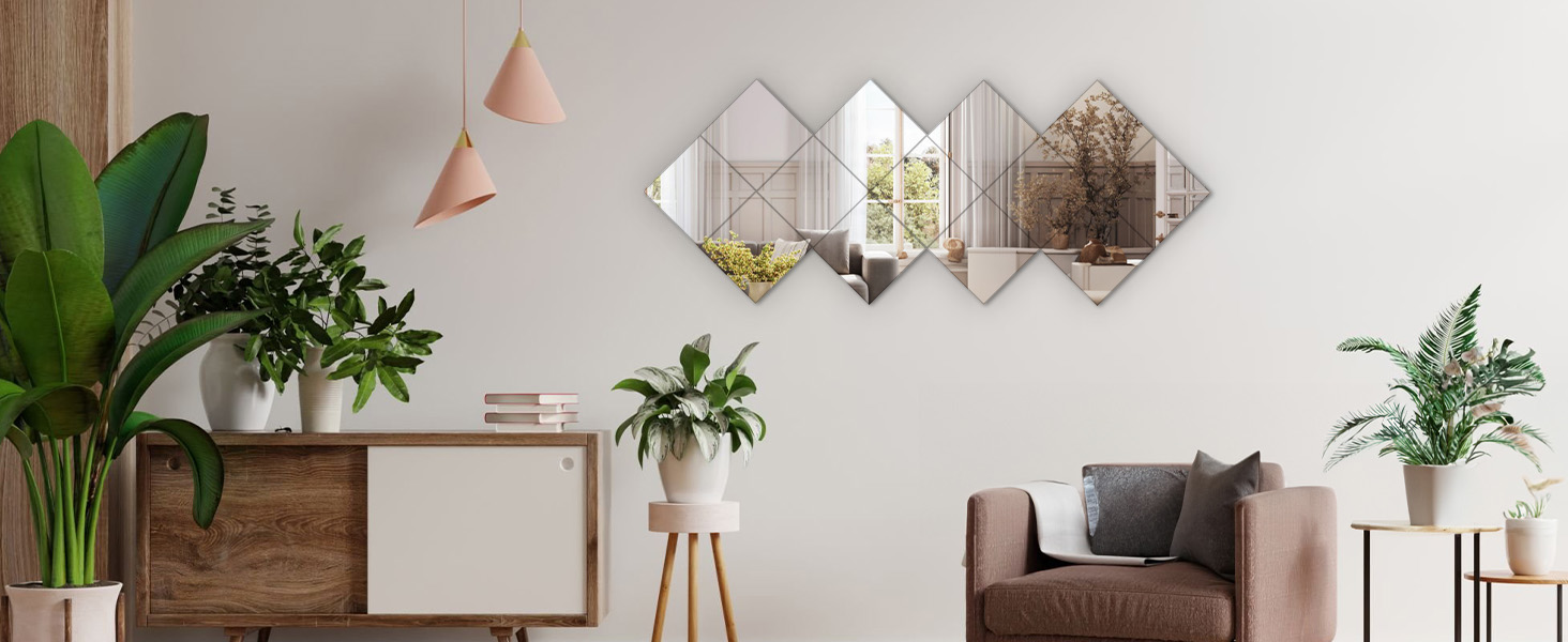 16 штук настінних дзеркал для плитки - проста установка, без рамки, 40x30 см для спальні, вітальні, ванної кімнати та домашнього спортзалу