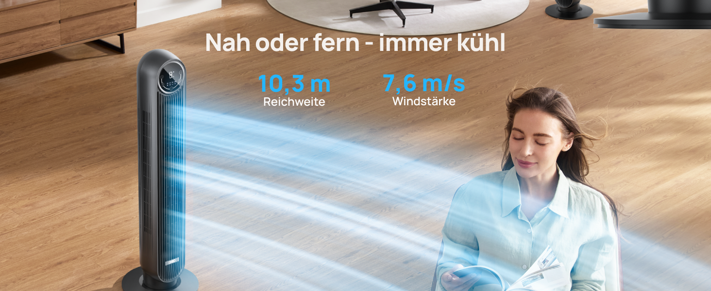 Турбовентилятор Dreo Nomad One: тиха робота, 4 швидкості, 90° осциляція, таймер 8 год, чорний