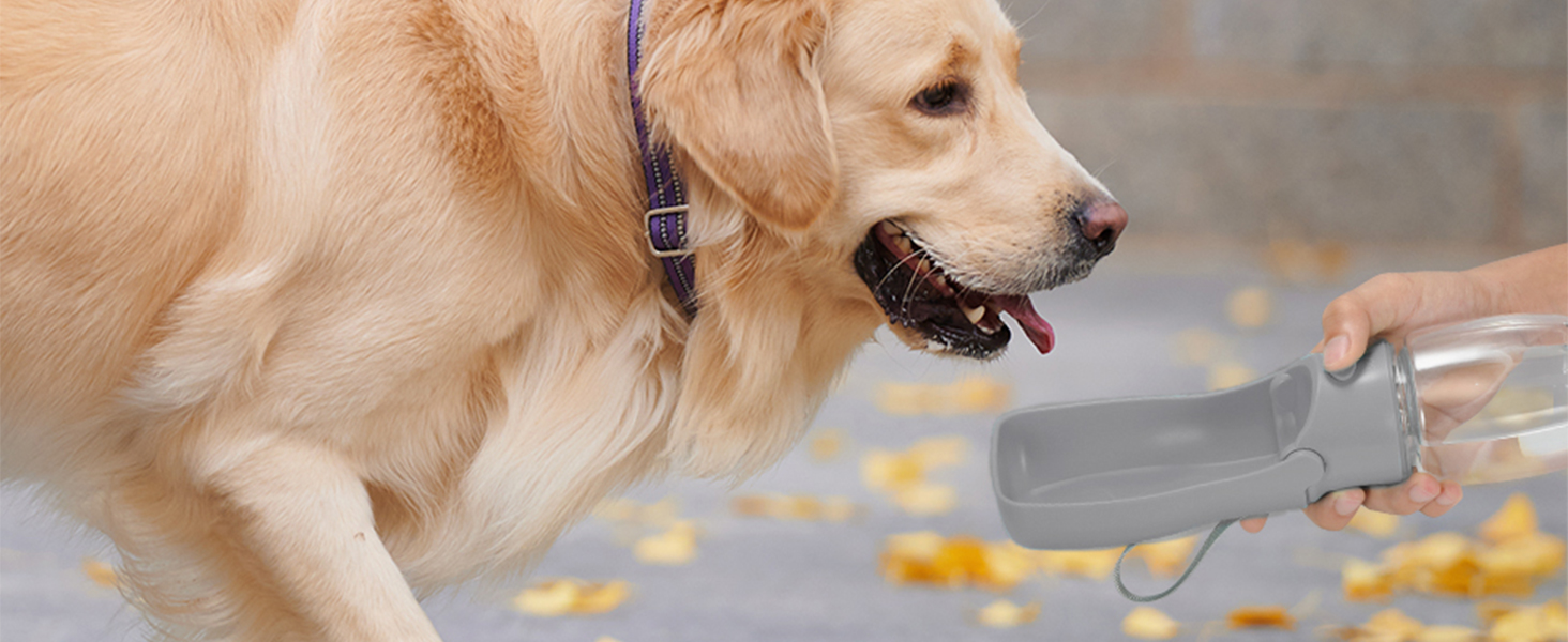 Водяна пляшка для собак на прогулянку 570мл або 350мл: для цуценят, маленьких, середніх та великих собак. Вода в дорогу (Сірий)