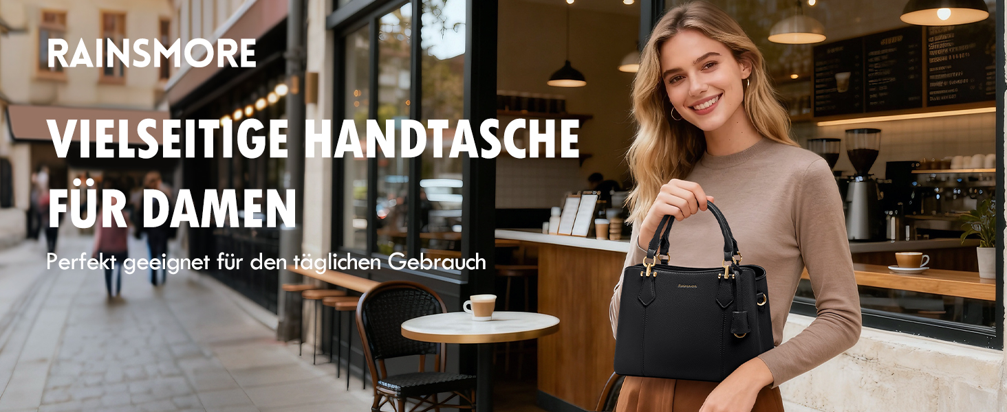 Сумка жіноча RAINSMORE середнього розміру з екошкіри, чорна. Сумка-тоут, сумка на плече, сумка через плече.