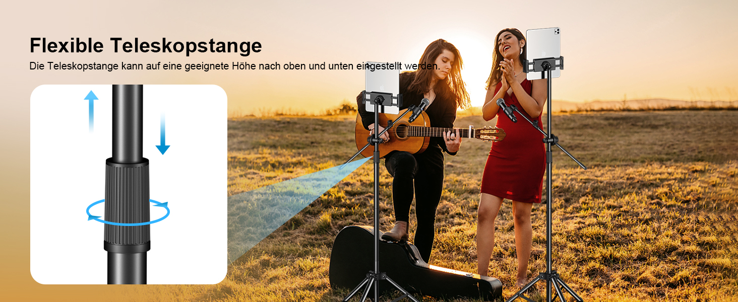 Підставка для мікрофона Aokeo з регульованою стійкою, чохол, тримач для планшету, для співу та запису голосу