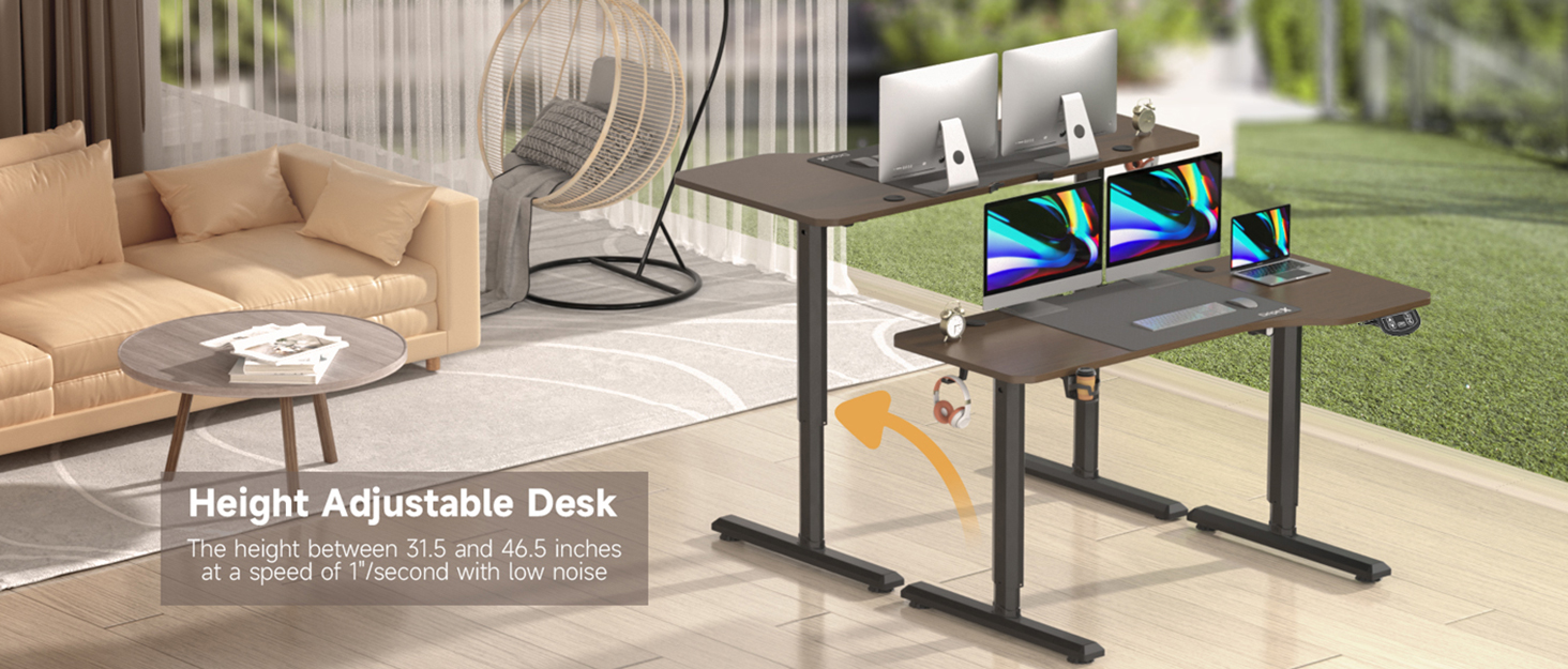 Електричний стіл Dripex з регулюванням висоти, 160x75x(71-117) см, для home office, горіх+чорний