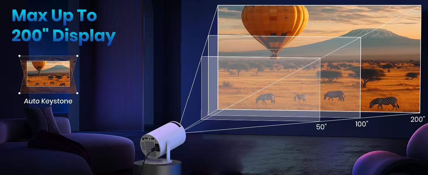 Портативний проєктор Mini Beamer 1080p з Wi-Fi та Bluetooth, сумісний з HDMI, смартфоном, USB, TV-Stick, для домашнього кінотеатру, чорний (Weiß)