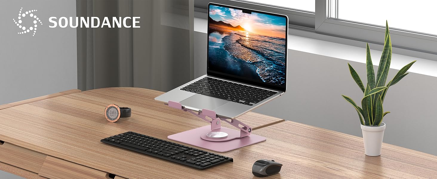 Підставка для ноутбука Soundance 360° з регулюванням висоти, чорна (C-Pink), 10-15,6 дюймів
