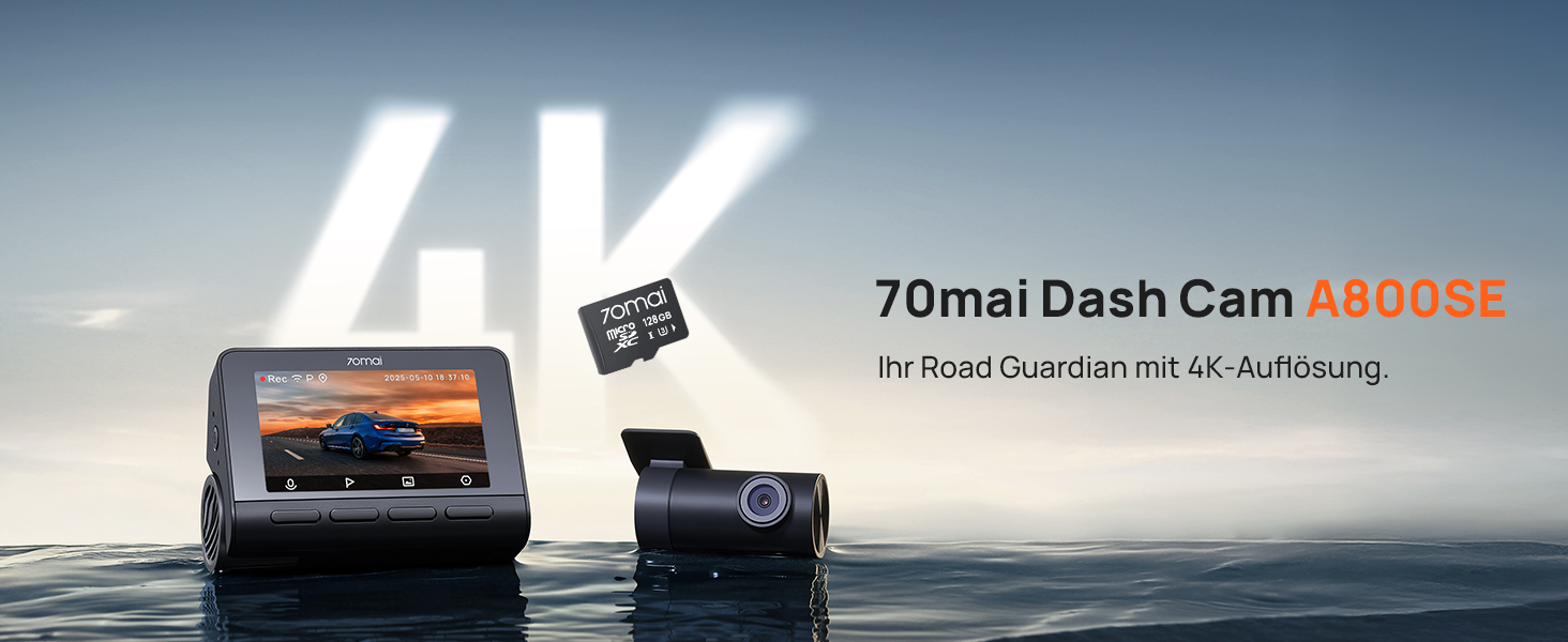 Відеореєстратор 70mai A800SE: 4K UHD + 1080p, GPS, WiFi, Dual, 128GB SD, HDR, ADAS, Нічне бачення, Паркування 24/7, 3