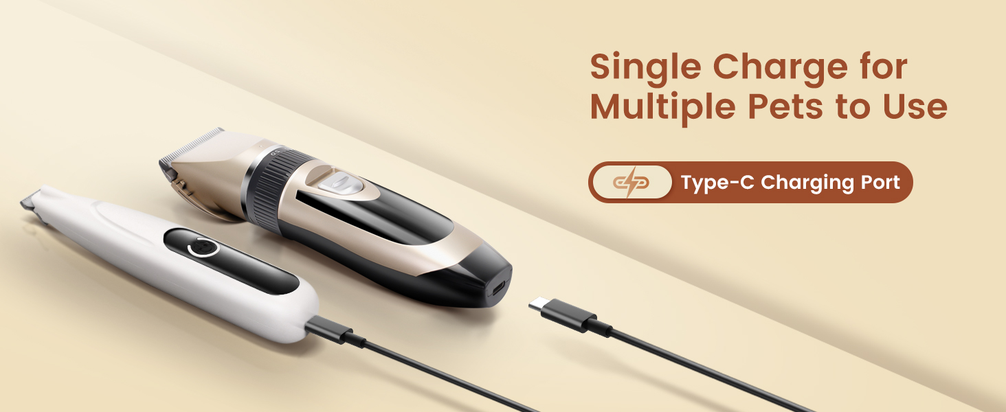 Машинка для стрижки собак 2 в 1 з тримером для лап, тиха, з LED-підсвічуванням, професійна, Type-C, для малих та великих собак і котів