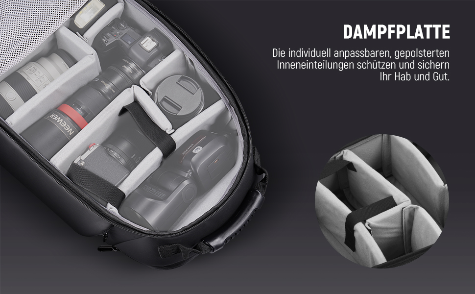 Сумка для фотокамери NEEWER Basics: водонепроникний рюкзак для фотографів, сумісний з Sony, Canon, Nikon DSLR та бездзеркальними камерами, чорний (PB26)